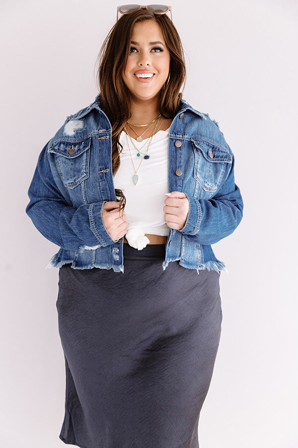 The Sisily Distressed Denim Jacket Curves • Impressions Online Boutique