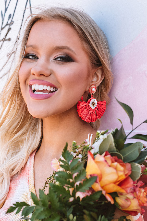 Endless Dreaming Fan Earrings In Red