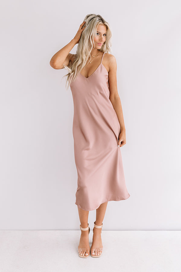 Glam Expectations Satin Midi in Rustic Rose • Impressions Online Boutique