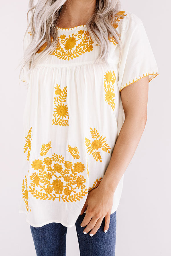 Cozy Cabana Embroidered Top In Ivory