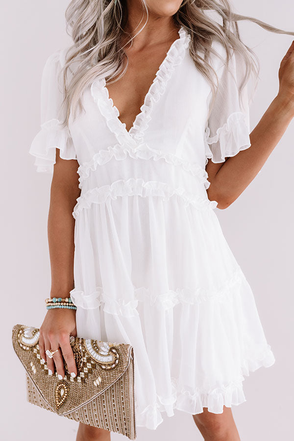 Tea Party Perfection Ruffle Dress In White • Impressions Online Boutique