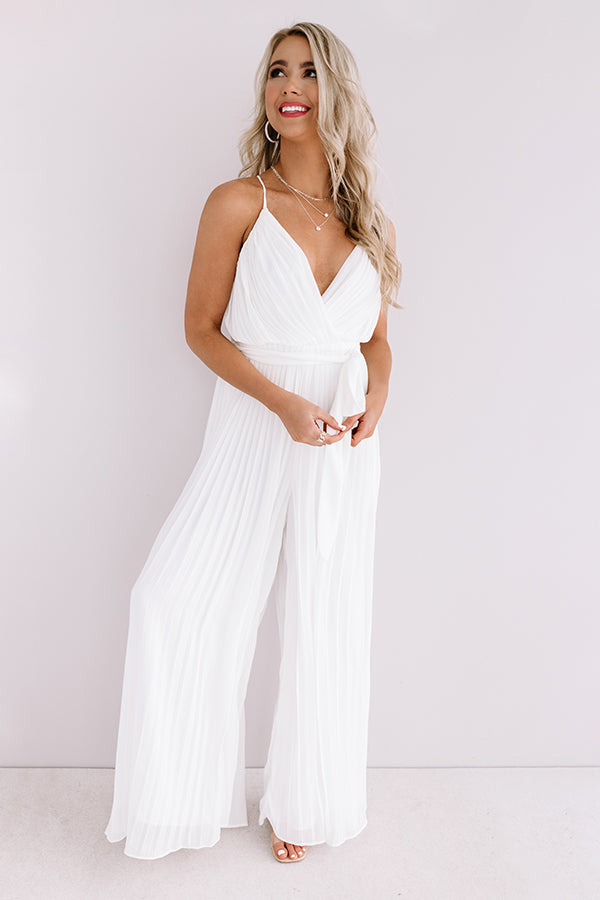 white pleated jumpsuit