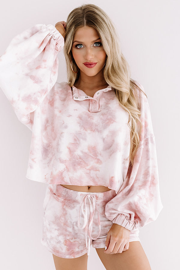 Cappuccinos And Chill Tie Dye Sweatshirt In Blush