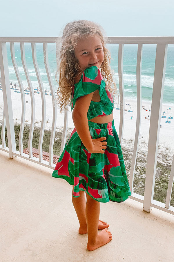 Stars Align Children's Skirt In Palm Leaf Green