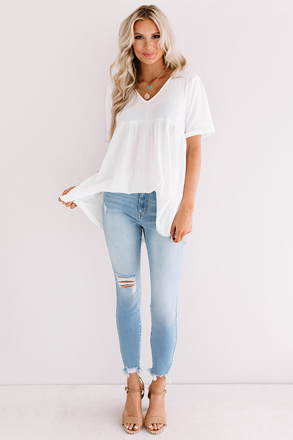 Bondi Bliss Babydoll Top In White • Impressions Online Boutique