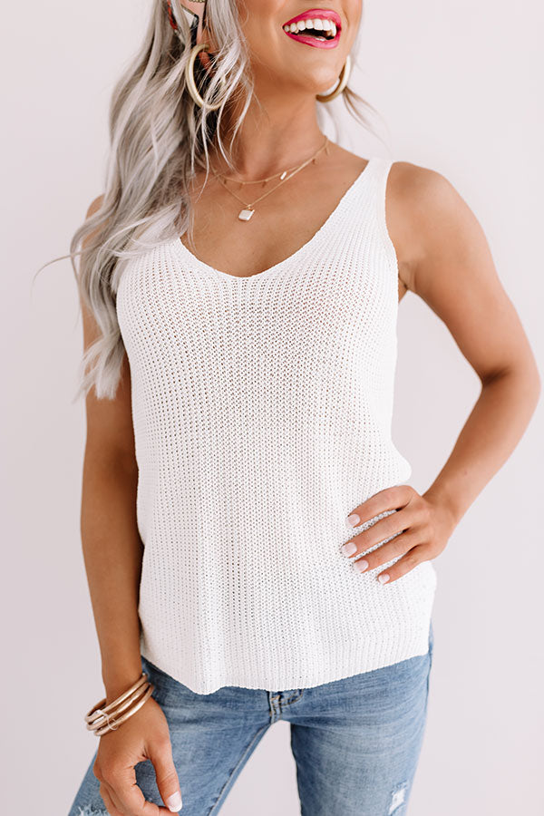 Taking Aim Knit Tank In White • Impressions Online Boutique