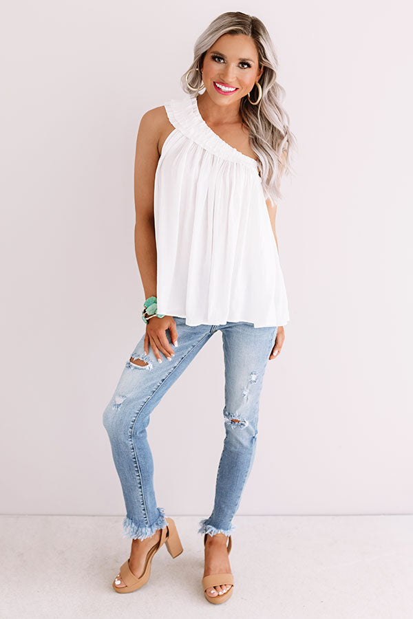 Leis And Kisses Pleated Top in White • Impressions Online Boutique