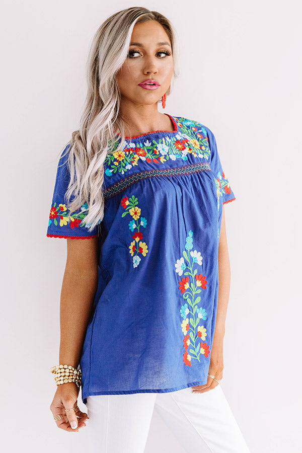 Maldives Morning Embroidered Top In Royal Blue • Impressions Online ...