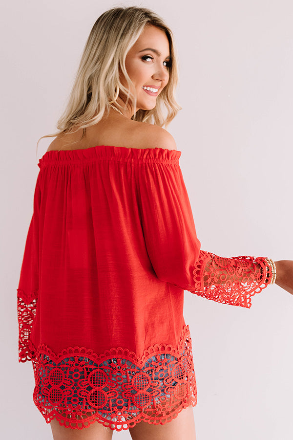 Docking At Sunset Crochet Top In Red • Impressions Online Boutique
