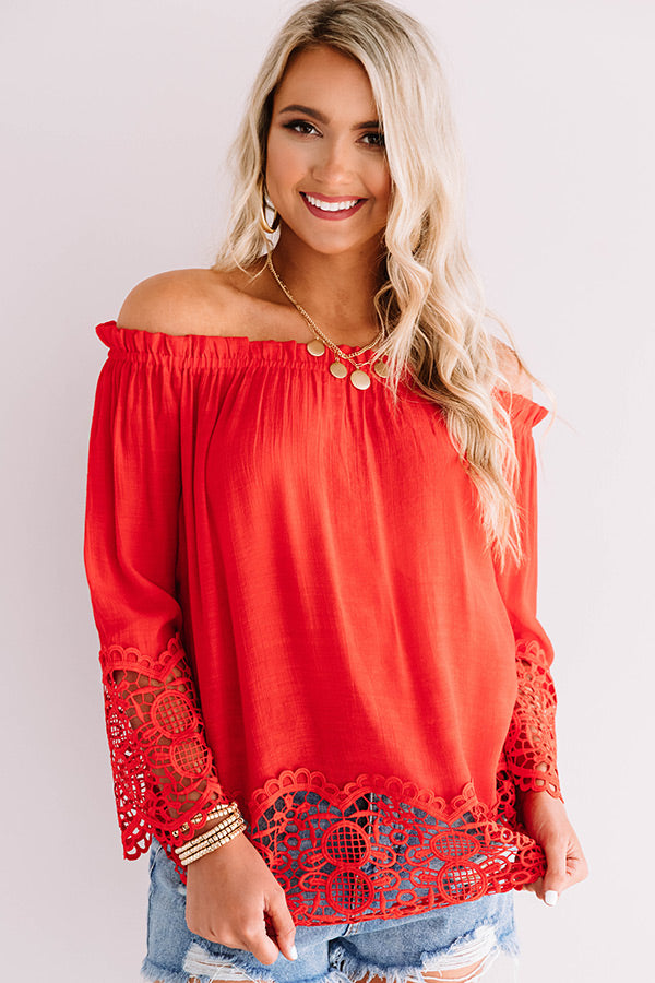 Docking At Sunset Crochet Top In Red • Impressions Online Boutique
