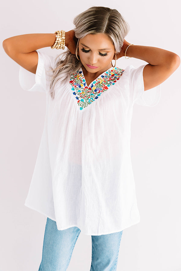 Mediterranean Sea Embroidered Top In White • Impressions Online Boutique