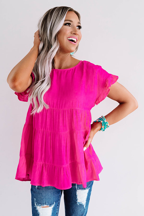 Simply Southern Babydoll Top In Hot Pink • Impressions Online Boutique