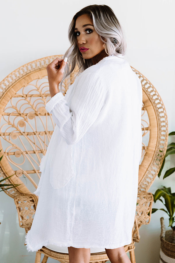 Secluded Beach Knit Linen Cardigan in White • Impressions Online Boutique