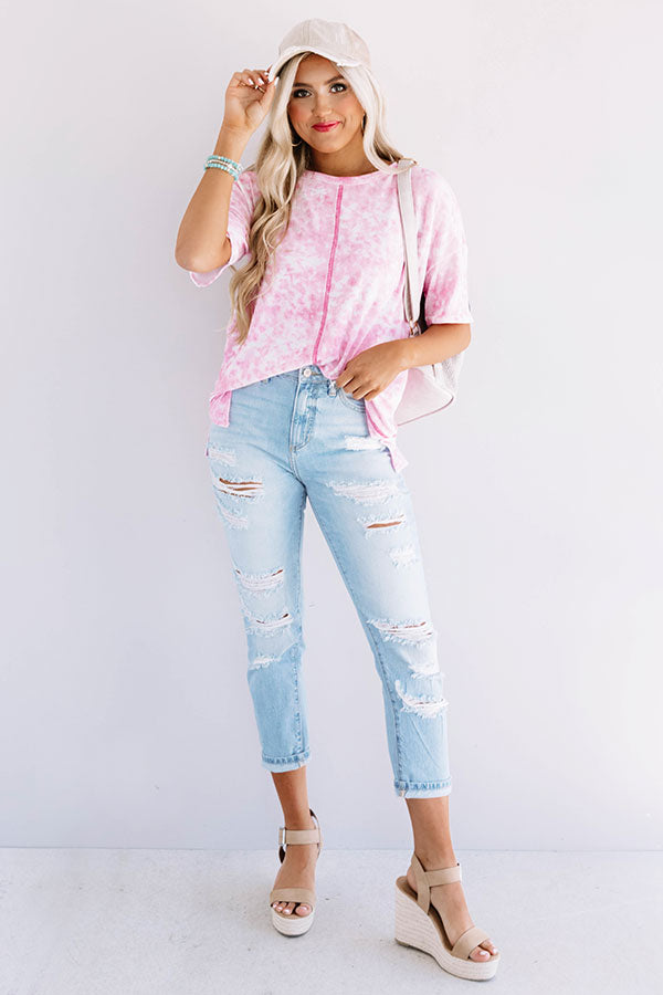 Carolina Shores Tie Dye Shift Tee in Pink • Impressions Online Boutique