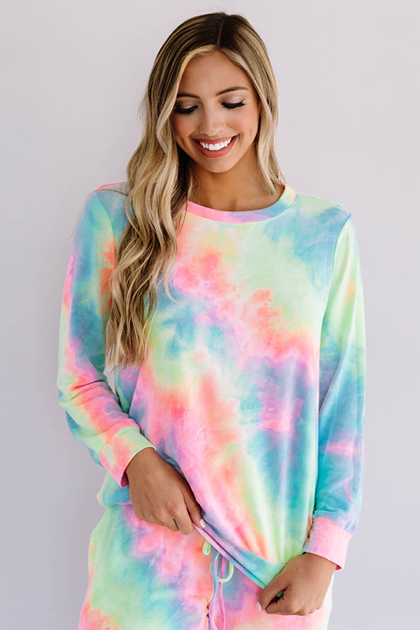 Snuggle Down Tie Dye Sweatshirt In Pink • Impressions Online Boutique