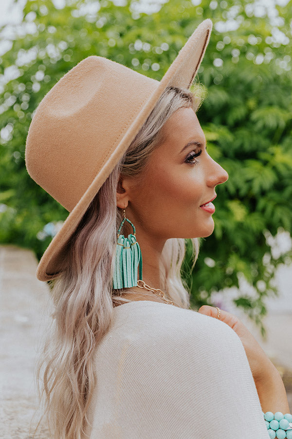 The Laguna Short Tassel Earrings in Seafoam