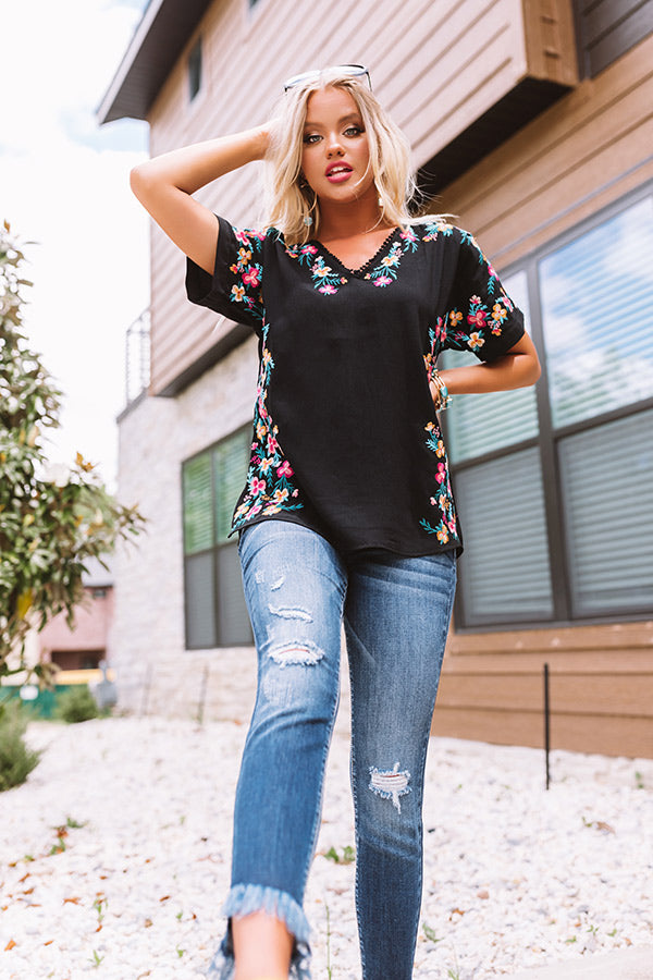 Hey, Senorita Embroidered Top In Black • Impressions Online Boutique