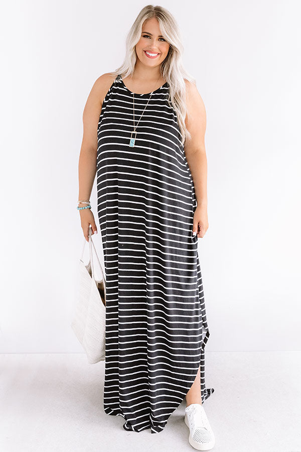 Saint-Tropez Striped Long Dress BLACK-