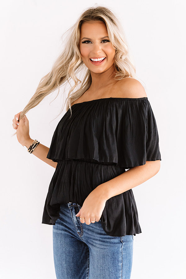 Under The Italian Sun Off Shoulder Top In Black • Impressions Online ...