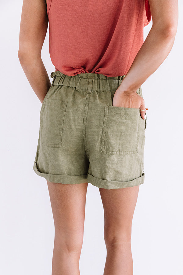 high waisted olive shorts