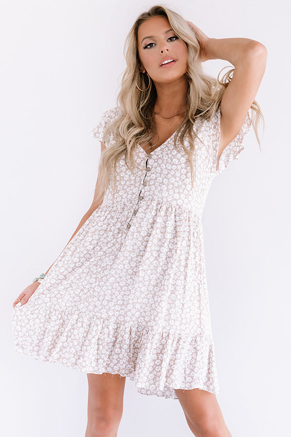 Joy For Days Floral Babydoll Dress in Taupe • Impressions Online Boutique