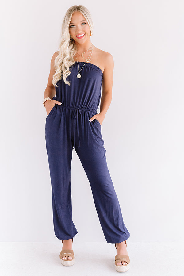 Style Remix Strapless Jumpsuit in Navy • Impressions Online Boutique