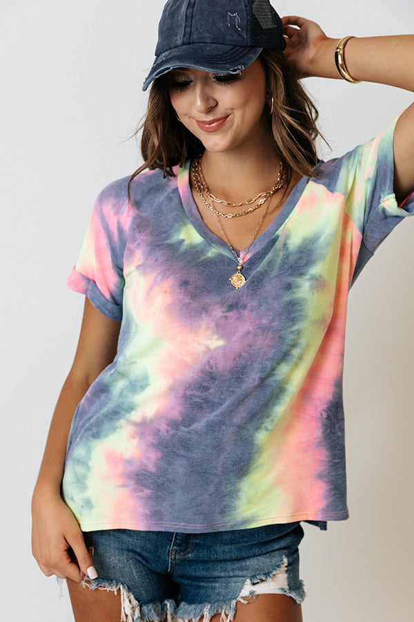 Boho Life Tie Dye Tee In Navy • Impressions Online Boutique