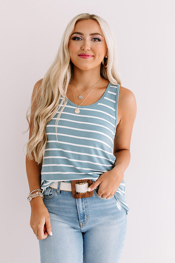 Sweeter In Stripes Shift Tank In Airy Blue • Impressions Online Boutique