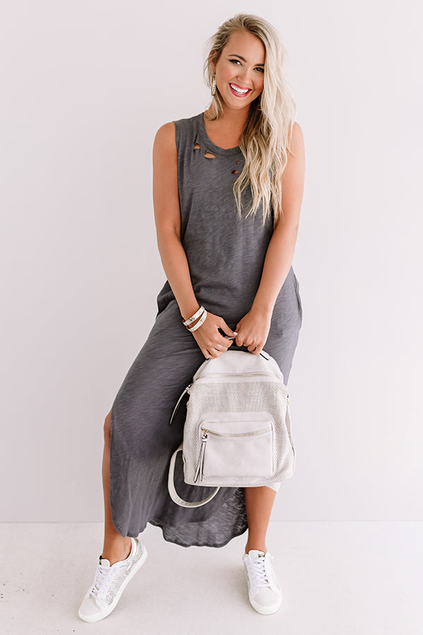 Weekday Chic Distressed Maxi In Charcoal