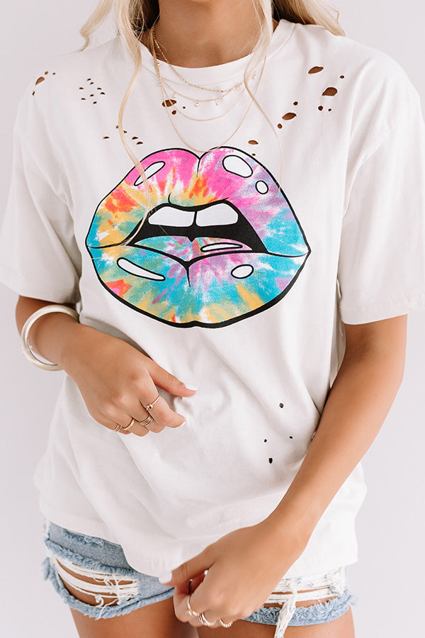 Tie Dye Lips Distressed Tee • Impressions Online Boutique
