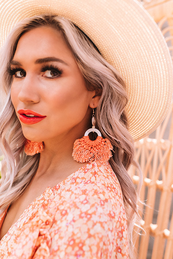 Colorful And Cute Earrings In Coral