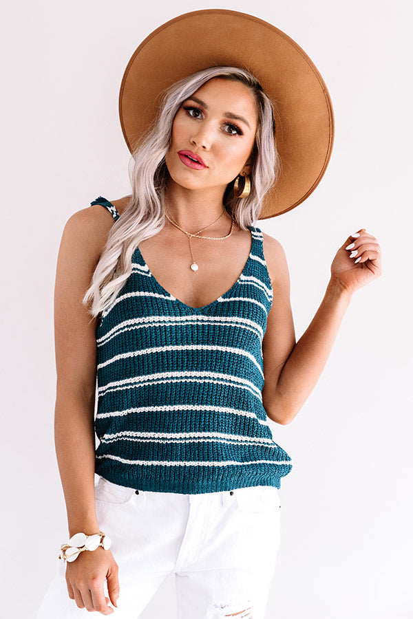 Beachy Boardwalk Knit Tank In Teal • Impressions Online Boutique