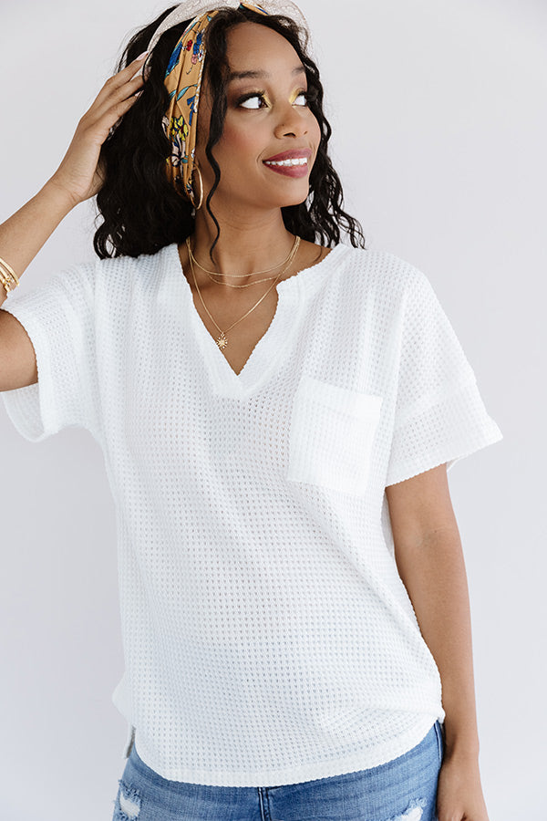 Sedona Moment Waffle Knit Shift Top In White