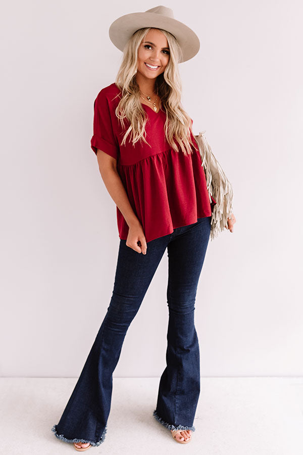 Backseat Sips Babydoll Top In Wine • Impressions Online Boutique