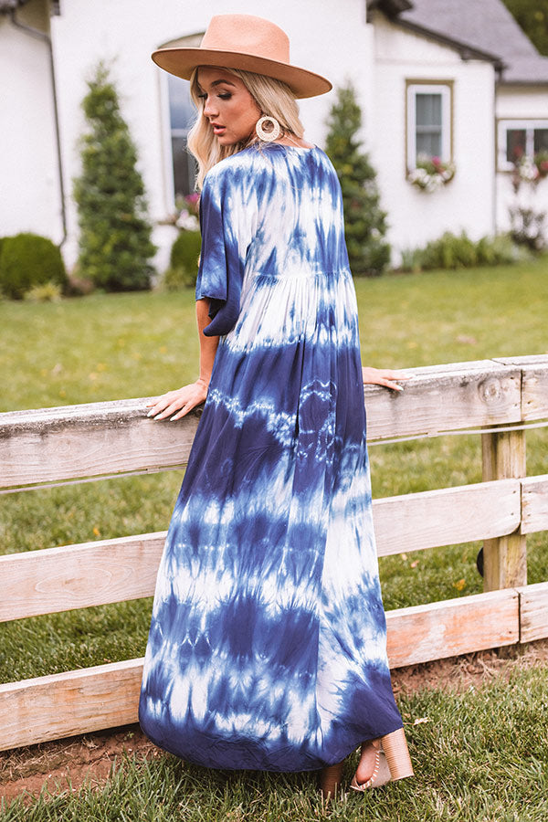 Lovely Waves Tie Dye Maxi In Navy • Impressions Online Boutique