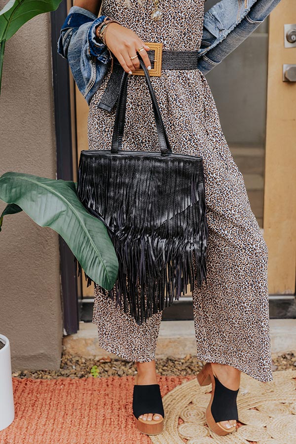 New On The Block Faux Leather Fringe Tote In Black • Impressions Online ...