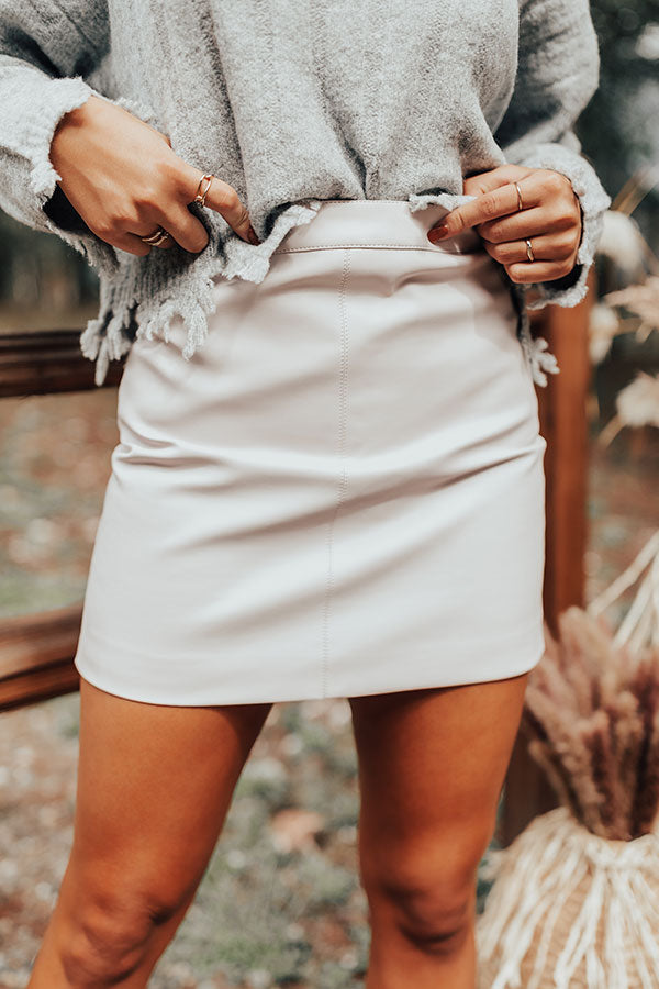 dusty pink leather skirt