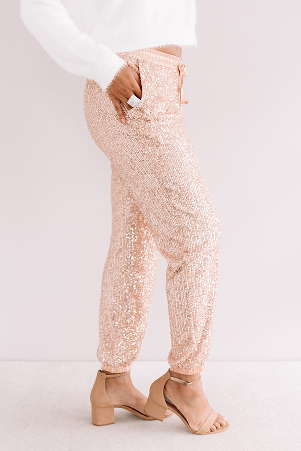 Extra Sparkles Sequin Joggers In Rose Gold • Impressions Online Boutique