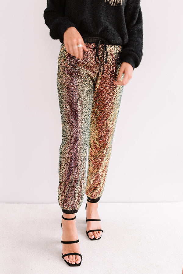 Sequin Jogger in Black