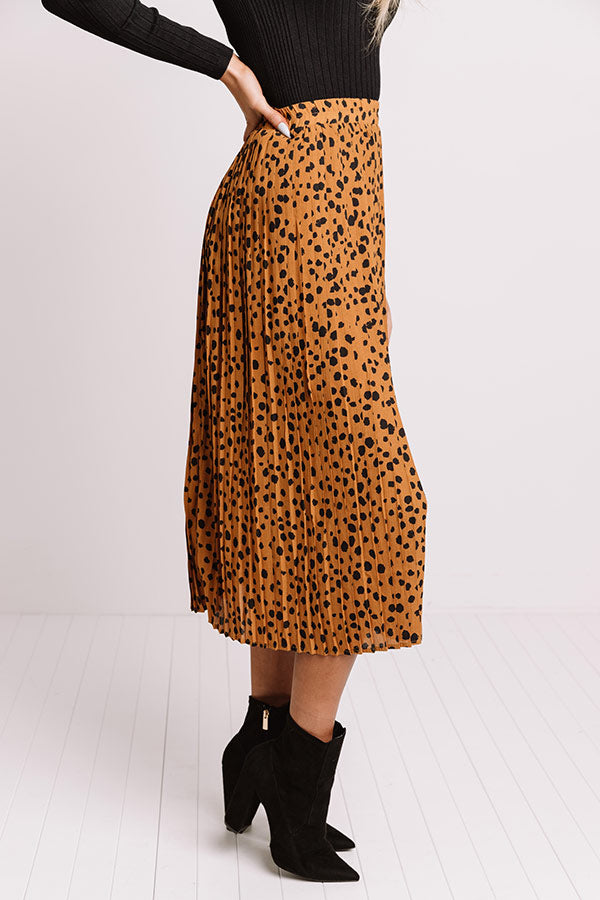 Raise A Glass Leopard Pleated Skirt In Mustard • Impressions Online ...