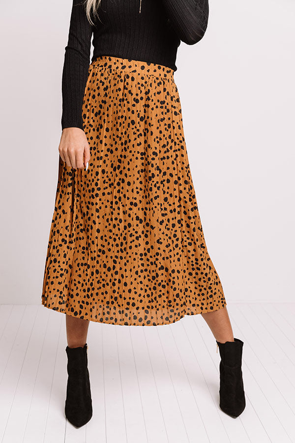 Raise A Glass Leopard Pleated Skirt In Mustard • Impressions Online ...