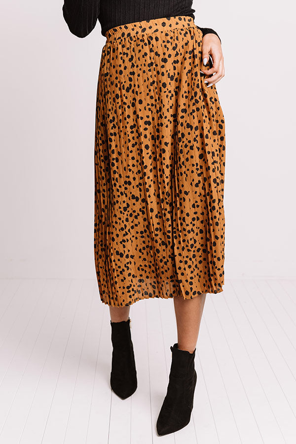 Raise A Glass Leopard Pleated Skirt In Mustard • Impressions Online ...