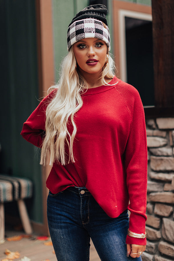 Coffee In Connecticut Ribbed Sweater In Red • Impressions Online Boutique