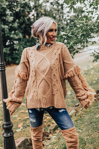 Mocha Chunky Cable Knit Sweater Dress