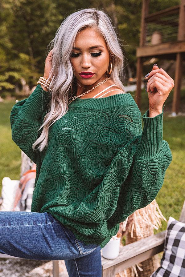 September Morning Knit Sweater In Hunter Green • Impressions Online ...