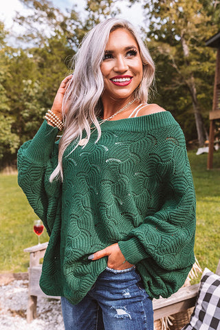 September Morning Knit Sweater In Hunter Green • Impressions
