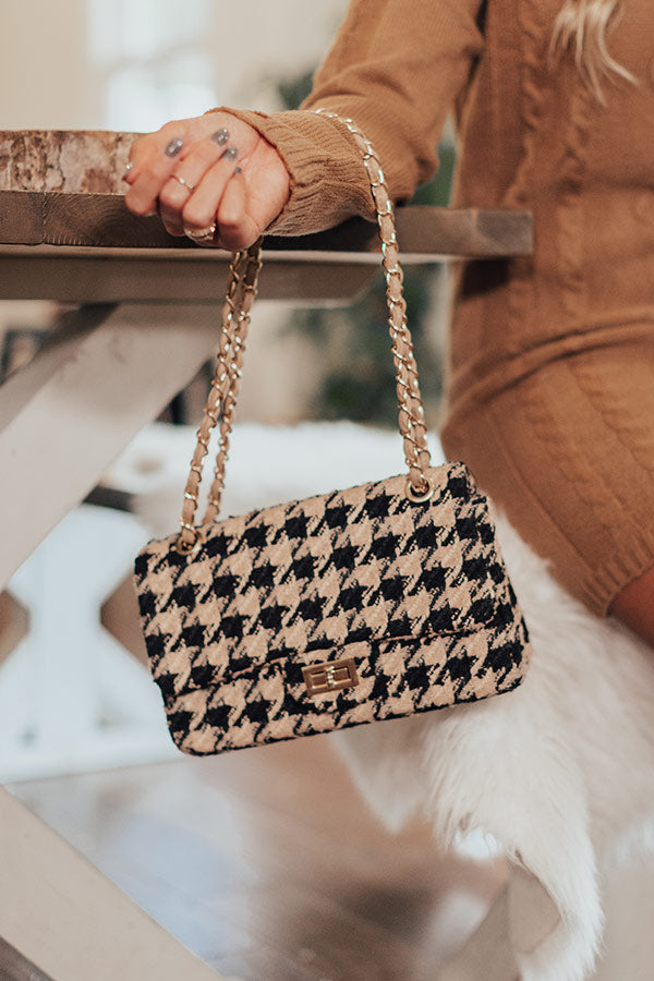Meant To Be Houndstooth Crossbody In Iced Mocha • Impressions Online  Boutique
