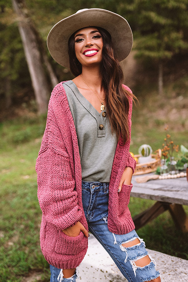 Snuggles So Soft Knit Cardigan In Rose • Impressions Online Boutique