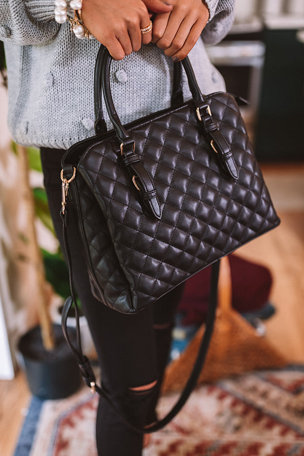 The Symmetrical | Leather Quilted Shoulder Bag | Black Quilted Purse