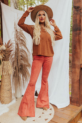 The Blakely High Waist Flares In Aurora Red • Impressions Online